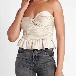Express Satin Champagne Strapless Blouse